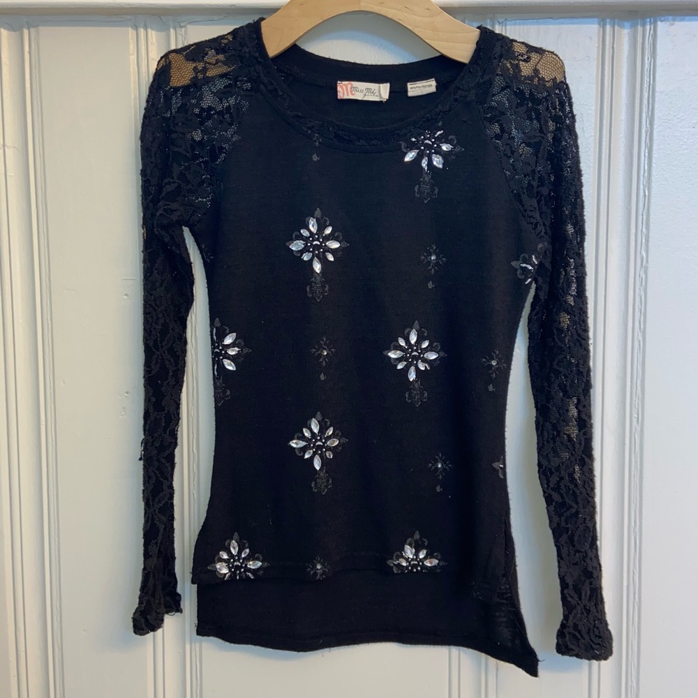 Miss Me Girls Black Lace Top